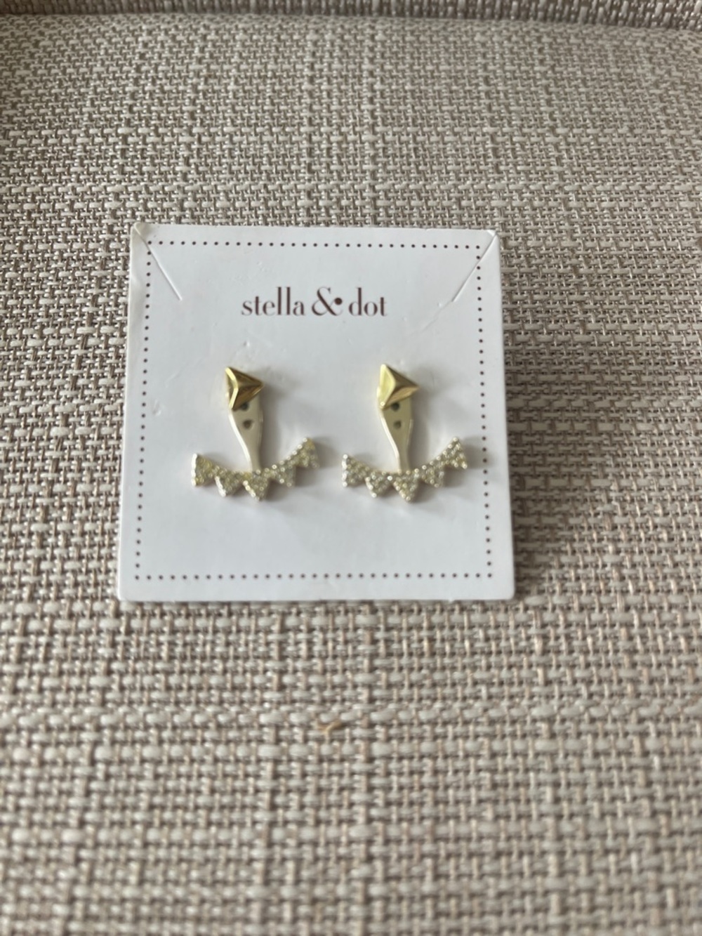 Stella & Dot Pave Triangle Earrings with Ear Jackets